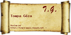 Tompa Géza névjegykártya